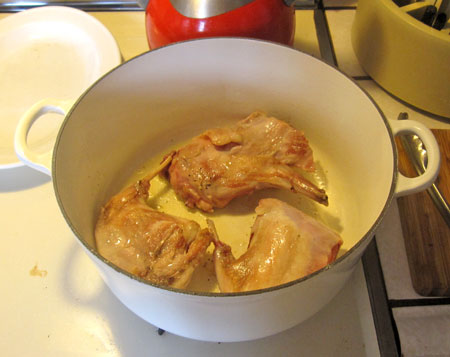 brown the rabbit pieces and set aside