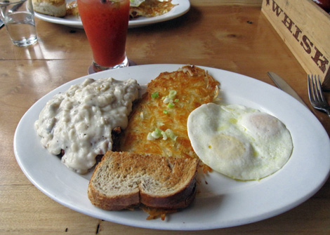 chicken fried steak and egg... next time, we'll order one and split it