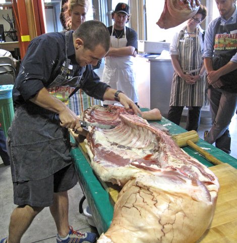 Move toward the rear, please…  cut loose the forequarter.