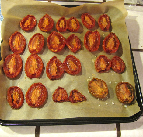 after about 4 hours in a 200 degree oven, they come out to cool